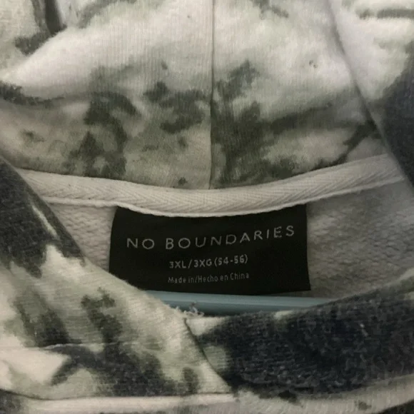 No Boundaries Black and White Tie-Dye Hoodie - Picture 2 of 3